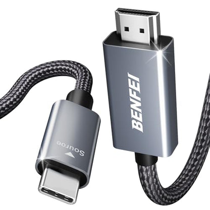 BENFEI USB C to HDMI 15 Feet Cable [4K@60Hz, Aluminum Shell, Nylon Braided], Thunderbolt 3/4/5 Compatible with iPhone 15 Pro/Max, MacBook Pro/Air 2023, iPad Pro, Surface Book 2, Galaxy S23 and More - size: 15 Feet, style: 4K@60Hz