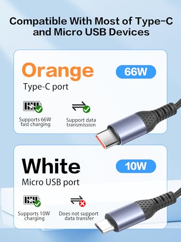 YACSEJAO 66W 90 Degree USB C Retractable Spring Splitter Cable - style: Type C+Mirco USB