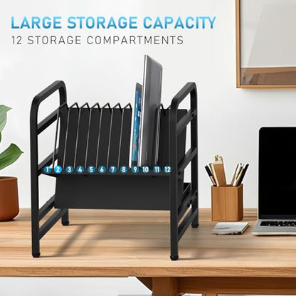 Moricher Chromebooks Charging Station 12-Slot Open Charging and Storage Rack with Leveling Feet for iPads, Tablets and Laptop Computers – Ideal for Classrooms, Offices, and Libraries