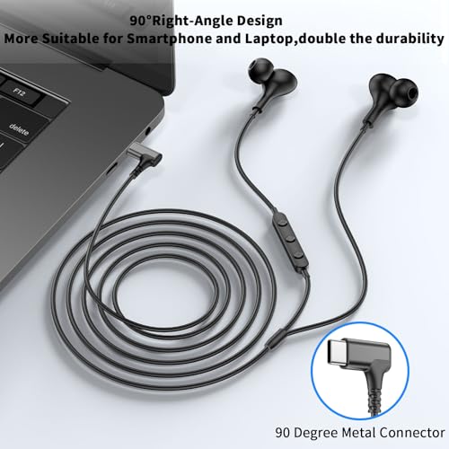 USB C Headphones Earbuds Wired for iPhone 17 18 Pro Max 16 16e/iPad - color: Black