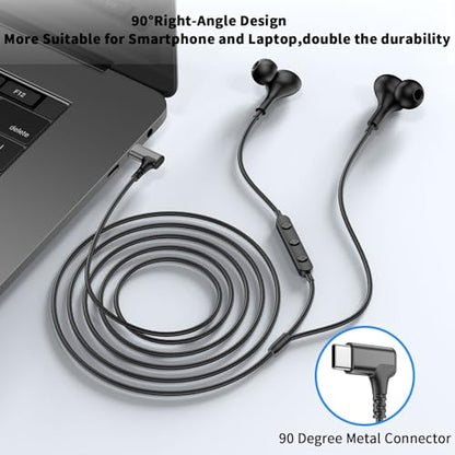 USB C Headphones Earbuds Wired for iPhone 17 18 Pro Max 16 16e/iPad - color: Black