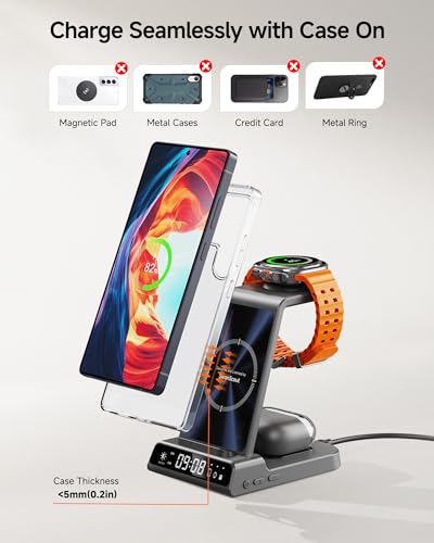 3 in 1 Wireless Charger for Samsung Galaxy S26 Ultra, Galaxy Watch 8, Buds - color: Tech Grey
