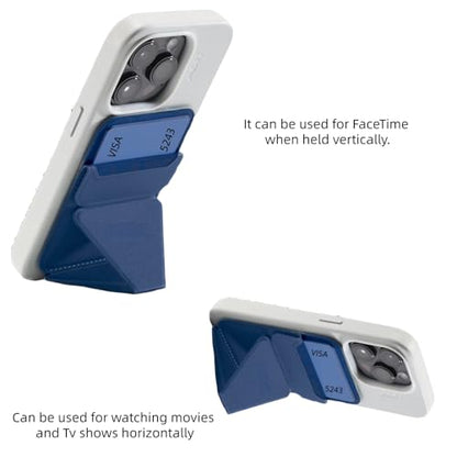 Magnetic Wallet for MagSafe with Stand, RFID Blocking, 2 Card Holder, Slim Leather, Compatible with iPhone 17 16 15 14 13 12 Series - color: Deep Blue small support