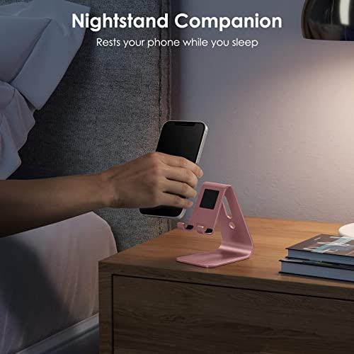 OMOTON C1 Upgraded Aluminum Cell Phone Stand for Desk, Durable Phone Dock - color: Rose Gold