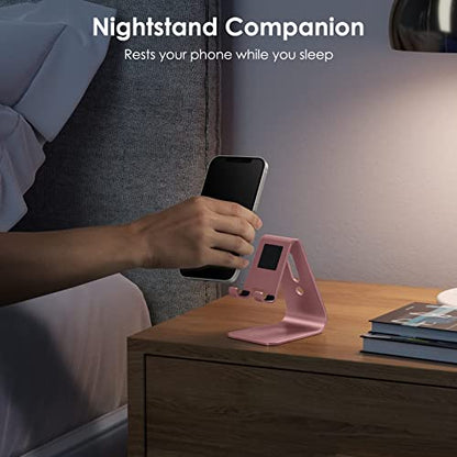 OMOTON C1 Upgraded Aluminum Cell Phone Stand for Desk, Durable Phone Dock - color: Rose Gold