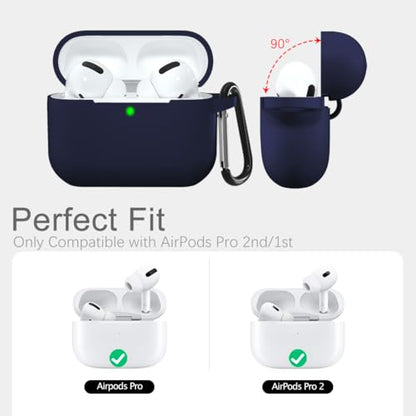 Lerobo for AirPod Pro Case, Soft Silicone Cover with Keychain, Navy Blue - color: Navy Blue