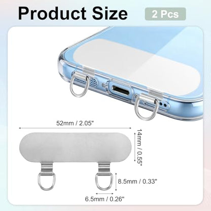 uxcell Double Ear Stainless Steel Clip Phone Lanyard Tab Ultra-Thin Phone - color: Gray