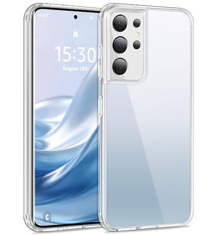 USLAI Case for Samsung Galaxy S21 Ultra, Anti-Yellowing, Crystal Clear Back, Shockproof & Military‑Grade Drop Protection - Transparent - color: Clear, size: Galaxy S21 Ultra