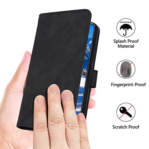 Flip Wallet Case for iPhone 17e/16e, Wrist Strap, Black | Embossed PU Leather, Detachable Wrist Strap, Card Slots, TPU Inner, Cash Pocket, Magnetic Closure, Stand, Precise Cutouts - color: Black