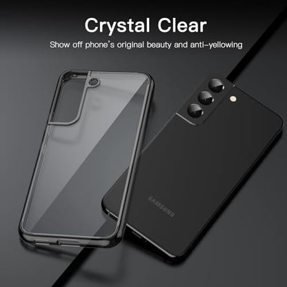 JETech Case for Samsung Galaxy S22, Anti-Yellowing, Black | Shockproof Protection, Scratch Resistant Hard PC Back, Durable Transparent TPU Bumper - color: Black