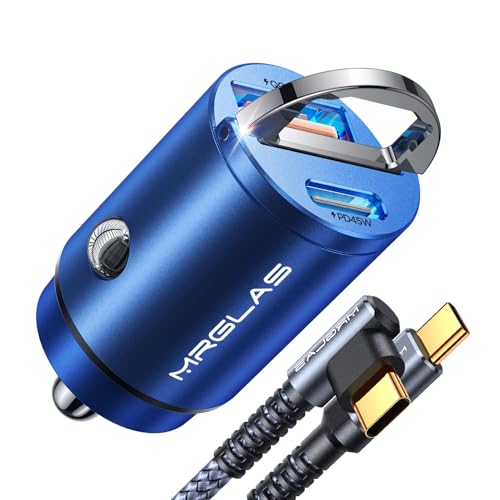 MRGLAS 90W USB C Car Charger Fast Charge, Flush Fit,Extra 3.3ft USB C Cable - color: Blue
