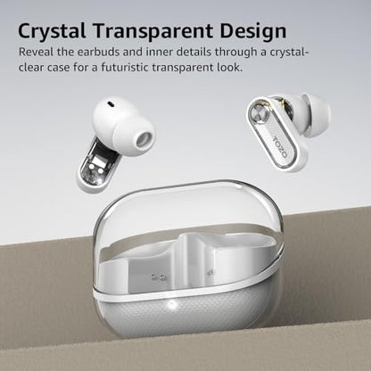 TOZO Crystal Pods Hybrid Active Noise Cancelling Wireless Earbuds, White - color: White