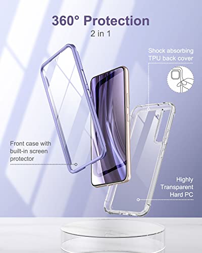 SURITCH for Samsung Galaxy S22+ Plus Clear Case 6.6" (Only), [Built-in Screen Protector] Full Body Protective Hard Shell+Soft TPU Phone Case for Samsung S22 Plus -(Lavender Blue Edge) - color: Lavender Blue Edge