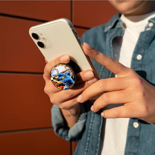 [2 Pack] Cell Phone Grip with Expanding Kickstand, Baseball Man - color: Baseball Man