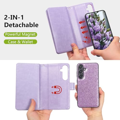Varikke for Samsung Galaxy S25 Wallet Case Magnetic Detachable, Lightpurple - color: Light Purple, size: Galaxy S25 6.2"