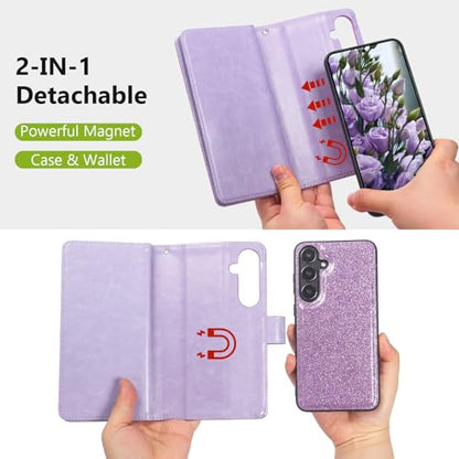Varikke for Samsung Galaxy S25 Wallet Case Magnetic Detachable, Lightpurple - color: Light Purple, size: Galaxy S25 6.2"