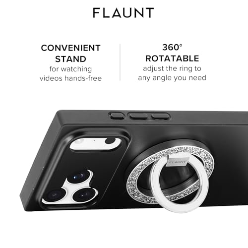 Flaunt MagSafe Phone Ring Holder and Stand - Silver Crystal Elegance - color: Silver Crystal Elegance