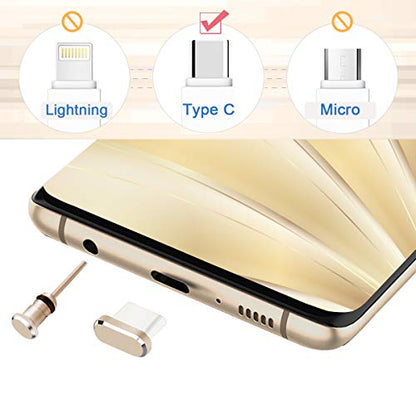 USB C Dust Plugs Charging Port Cover Caps, 2 PCS (Gold) - color: Gold