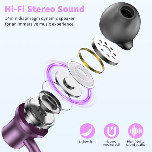 USB C Earbuds for iPhone 18 Pro Max 17 16 15 Headphone Wired,Purple - color: Purple
