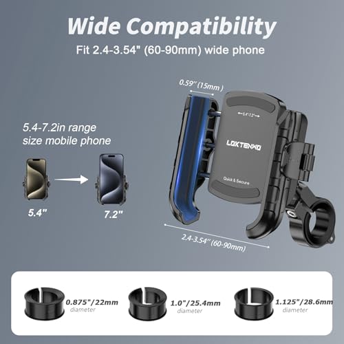 LOKTENWO Bike Motorcycle Phone Mount with Aluminum Alloy Mounting Base