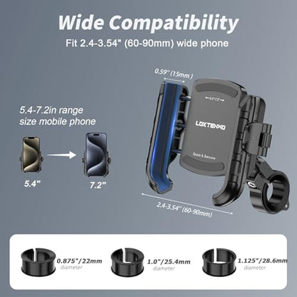 LOKTENWO Bike Motorcycle Phone Mount with Aluminum Alloy Mounting Base