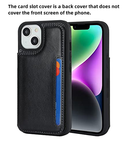 iCoverCase Compatible with iPhone 14 Case with Card Holder, Wallet Case for Women Men RFID Blocking PU Leather Protective Phone Case 6.1 Inch (Black) - color: Black