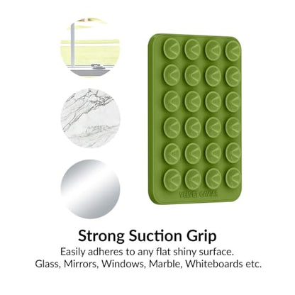 Velvet Caviar Suction Cup Phone Case Mount Compatible with MagSafe Devices Only - Magnetic Silicone Sticky Phone Grip Holder for iPhone Back of Phone - Mirror Gripper (Matcha Green) - color: Matcha Green