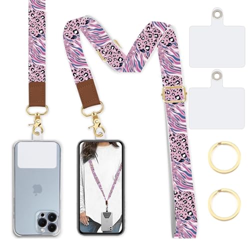 Phone Lanyard Wrist Strap Crossbody Adjustable, Cell Phone Lanyard for Around The Neck Shoulder Wristlet Strap - color: Leopard