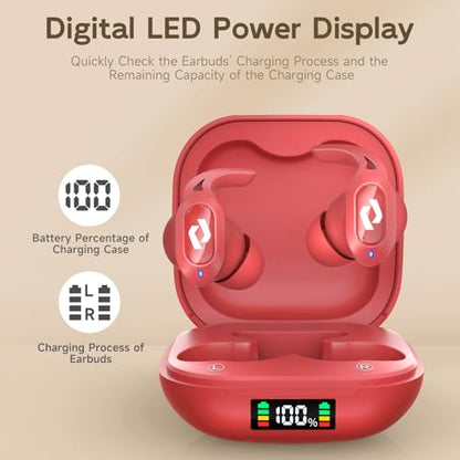 Wireless Ear buds Bluetooth Earbuds Stereo Bass Built in Mic Headphones LED