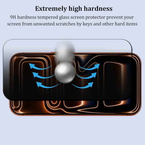Warmyee 2 Pack Privacy Screen Protector for iPhone 17 Pro, 2 Pack Tempered Glass Camera Lens Protector, with Installation Frame