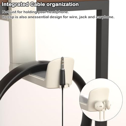 Headphone Holder Adjustable Clamp-on Headphone Hook - color: White
