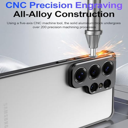 Aluminum Alloy Bumper Frame Case for Samsung Galaxy S26 Ultra, with Camera Lens Protector Backless Slim Metal Bumper Frame Cover with Soft TPU Inner [No Signal Interference] (Silver) - color: Silver