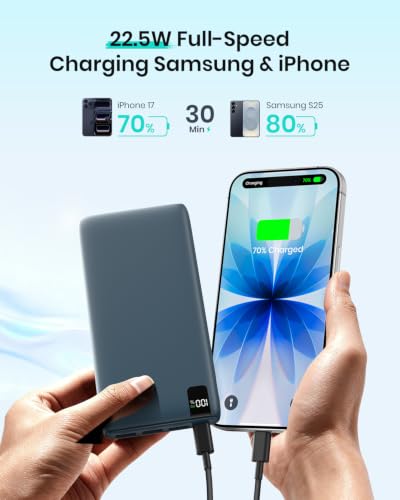 A ADDTOP Power Bank 20000mAh Fast Charging Built-in USB C Portable Charger - color: Blue