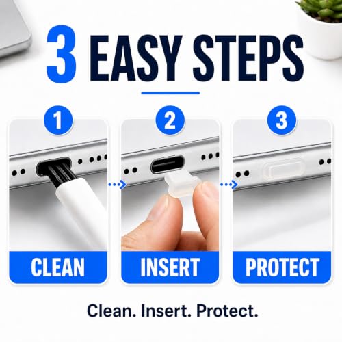 USB C Dust Plugs 10 Pack with Cleaning Brush, Charging Port Covers, Clear - color: Clear