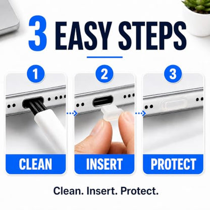 USB C Dust Plugs 10 Pack with Cleaning Brush, Charging Port Covers, Clear - color: Clear