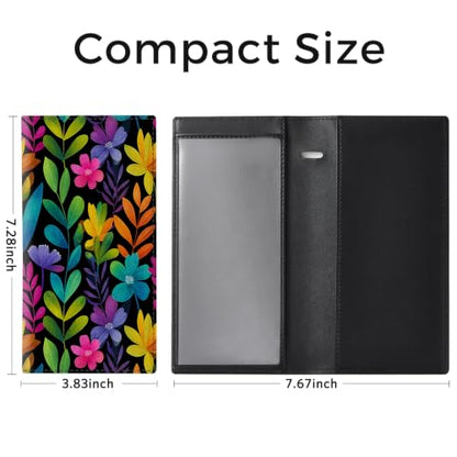 CoBak Checkbook Cover for Women & Men - PU Leather Case with RFID Blocking | Classic Design Check Book Holder for Personal and Business - color: Bloom Garden