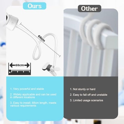 Baby Crib Mobile Arm, Flexible Changing Table Clamp, 68cm Gooseneck Mobile Crib Holder Hanging Crib Attachment, Multifunctional Monitor Mount, Universal Cam Mounting Bracket, Mobile Phone Holder