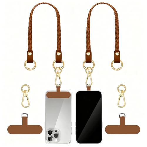 Hovmwey Stretchy Phone Lanyard Tether, 2 Pack Phone Leash Anti-theft Phone Strap for Anti-drop Outdoor Hiking Cycling Climbing Universal for Most Cell Phones, Dark Brown - color: Dark Brown