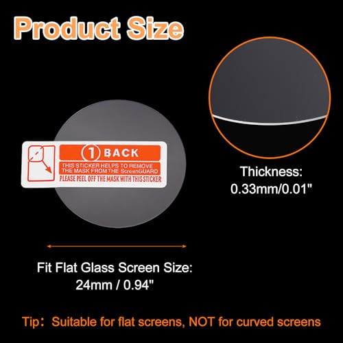HARFINGTON 4pcs Watch Glass Screen Protector 24mm 9H Tempered Glass HD Clear Curved Edge Anti-Scratch Waterproof Round Smart Watch Dial Crystal Face Protective Film with Accessories - size: 24mm