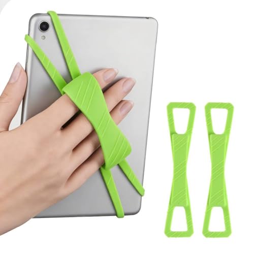 2 Pack Universal Tablet Hand Silicone Strap, Security Hand-Strap for 7-12" Kindle eReaders///Kobo/iPad Pro/Air/Lenovo/Galaxy Tab, Lightweight Black High-Elasticity Finger Grip Holder, Green - color: Green