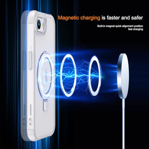 SKYLMW Compatible with iPhone 16e/17e Case with Stand,Translucent | iPhone 16e Case iPhone 17e Case 6.1",Magnetic Ring Stand,Compatible with MagSafe,Military-Grade Protection,Great Grip Feeling - color: Translucent, size: Iphone 16e & Iphone 17e