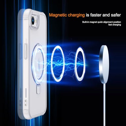 SKYLMW Compatible with iPhone 16e/17e Case with Stand,Translucent | iPhone 16e Case iPhone 17e Case 6.1",Magnetic Ring Stand,Compatible with MagSafe,Military-Grade Protection,Great Grip Feeling - color: Translucent, size: Iphone 16e & Iphone 17e