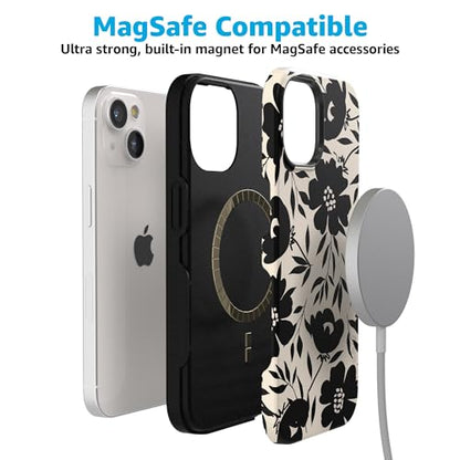 Casely iPhone 15 Plus Case | Dark Fantasy | Contrast Floral | Bold Protective Design | Compatible with MagSafe - color: Dark Fantasy | Contrast Floral