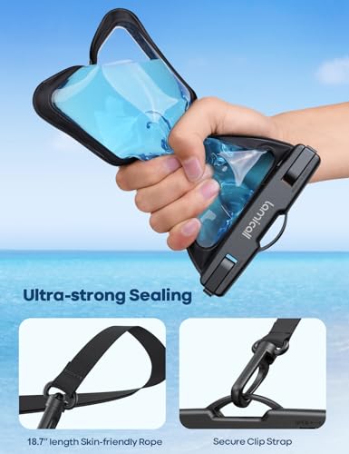 Lamicall Waterproof Phone Pouch Case Bag for iPhone 17 16 15 14 13 12 Pro Max Plus XS, Swimming Equipment Bags for 4-7inches, Blue & Black - color: Black & Blue