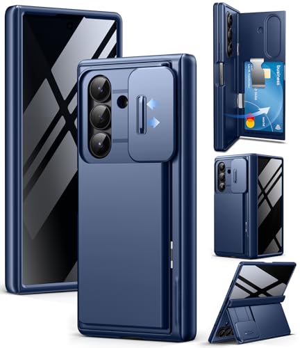 TONGATE Wallet for Z Fold 7 Case with Privacy Screen Protector, Blue - color: Blue