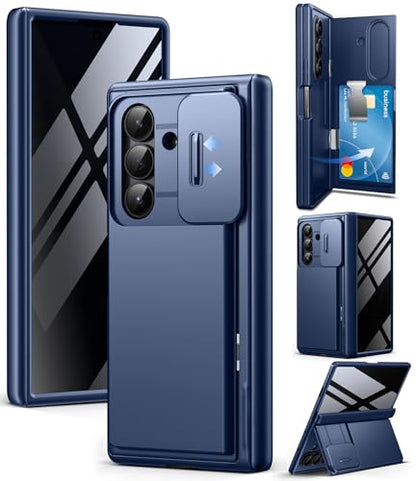 TONGATE Wallet for Z Fold 7 Case with Privacy Screen Protector, Blue - color: Blue
