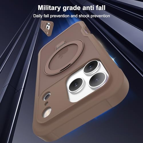 Compatible with iPhone 17 Pro Case with Magnetic Ring Stand [Compatible with Mag-Safe] [Built-in Screen Protector] Military-Grade Drop Protection Matte Translucent Phone Case, Desert Brown - color: Desert Brown, size: Iphone 17 Pro