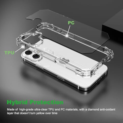 for iPhone 16 Crystal Clear Case with Detachable Adjustable Crossbody Strap, Slim Fit Shockproof Protective Phone Case with Anti-Lost Shoulder Neck Lanyard 6.1" 2024 - size: iPhone 16