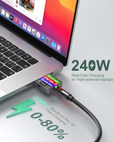 C to C Cable Fast Charging, 240W [6ft,5Pack] USB-C Charge Cable LED Display - size: 6ft