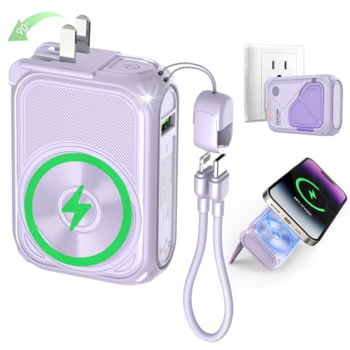 SEANCHEER P05 Portable Charger, Magnetic Power Bank, Small PowerBank Purple - color: Purple